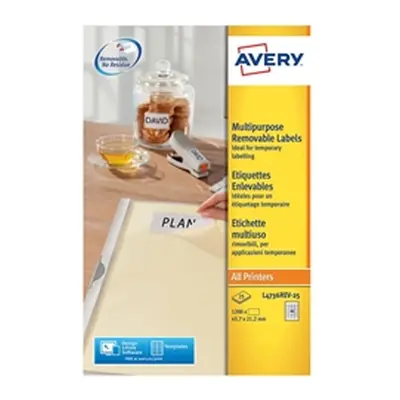 Avery Labels Removable Laser 48 per Sheet 45.7x21.2mm - L4736REV-25