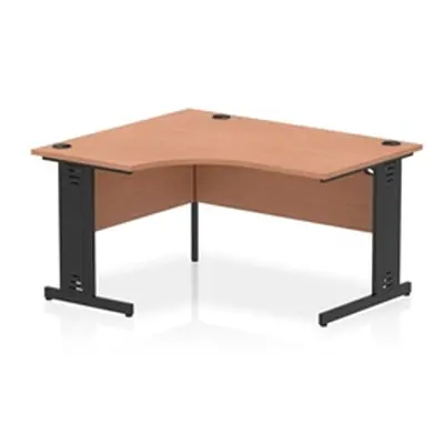 Impulse 1400 LH Crescent Desk Beech/Black Cable Managed Leg