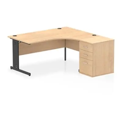 Impulse 1600 RH Crescent Desk Maple/Black Cable Managed Leg 600 DH Ped