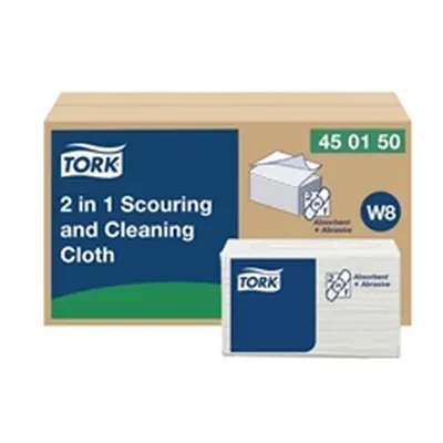 Tork 2 in 1 Scouring and Cleaning Cloth White 450150 (Pack of 360)