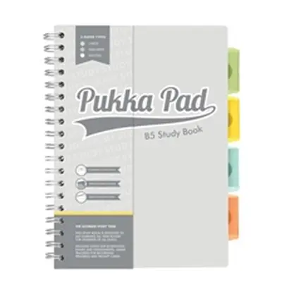 Pukka Pads Study Book B5 4 Coloured Dividers & Revision Cards Grey