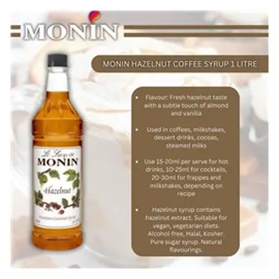 Monin Hazelnut Coffee Syrup 1 Litre