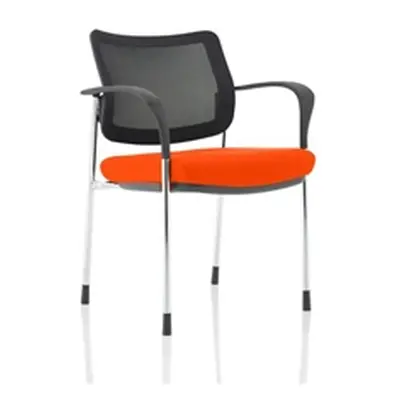 Brunswick Deluxe Mesh Back Chrome Frame Bespoke Seat Orange With Arms