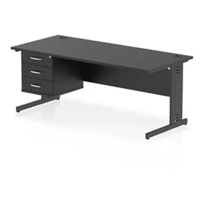 Impulse 1800x800 Desk Black/Black Cable Managed Leg 3 Dr Fixed Ped