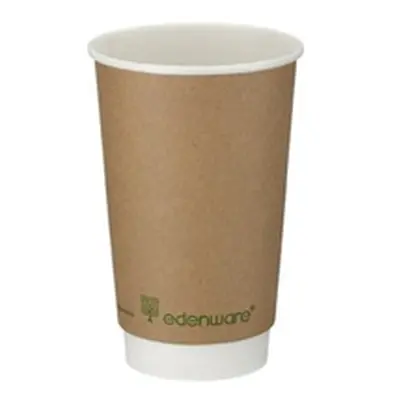 Double Wall Coffee Cup PLA Lined 16oz Kraft (Pack of 500) B04014