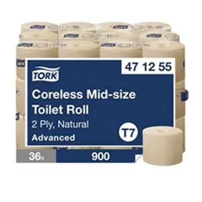 Tork Coreless Mid 2-Ply Toilet Roll Advanced Natural (Pack of 36)