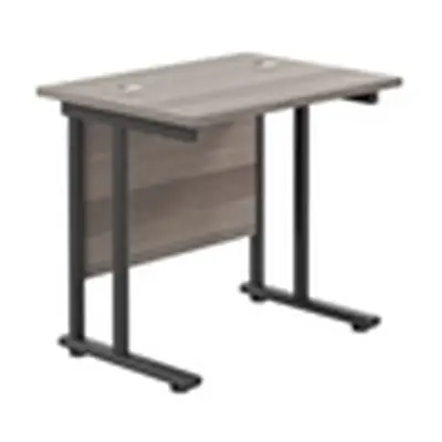 800x600 Twin Upright Rectangular Desk Grey Oak-Black