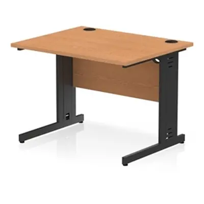 Impulse 1000x800mm Straight Desk Oak Top Black Cable Managed Leg