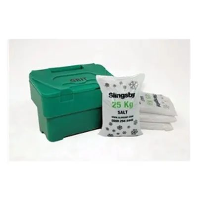 Salt and Grit Bin Supplied with Salt Green 115L 395097