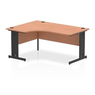 Impulse 1600 LH Crescent Desk Beech/Black Cable Managed Leg