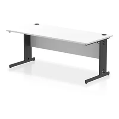 Impulse 1800x800mm Straight Desk White Top Black Cable Managed Leg