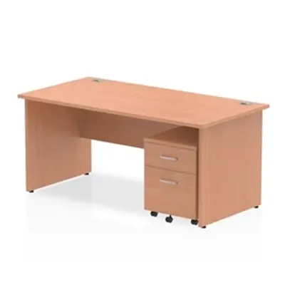 Impulse 1600x800mm Desk Beech Top Panel Leg+ Mobile Ped