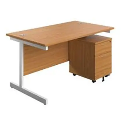 1200X800 Rectangular Desk Nova Oak - White & 2 Drawer Pedestal Bundle