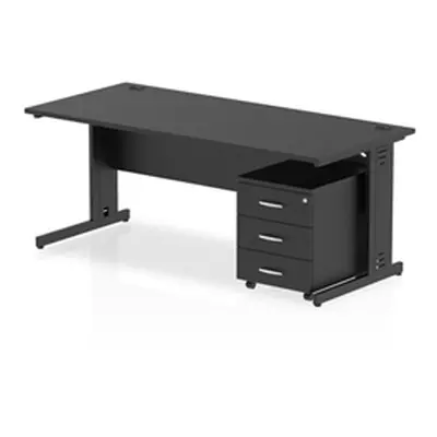 Impulse 1800x800 Desk Black/Black Cable Managed 3 Drawer Mobile Ped