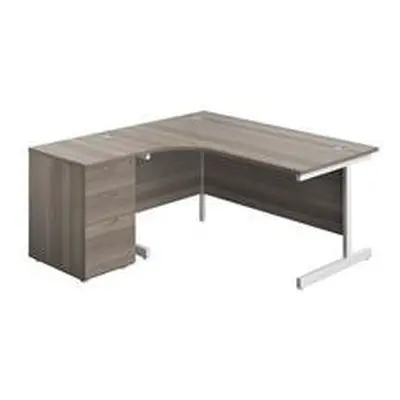 1600X1200 Single Left Hand Radial Desk Grey Oak-White