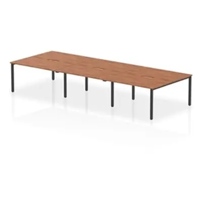 Evolve Plus 1400mm B2B 6 Person Bench Desk Walnut Top Black Frame