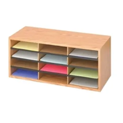 Safco 12 Compartment Literature Organiser Oak