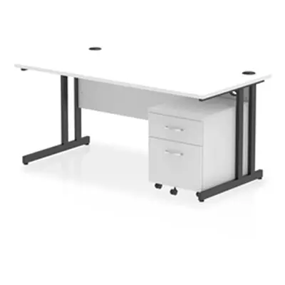 Impulse 1600x800 Desk Cantilever Leg White/Black 2 Drawer Mobile Ped