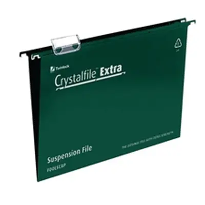 Rexel Crystalfile Extra 15mm Suspension File Foolscap Green (25 Pack)