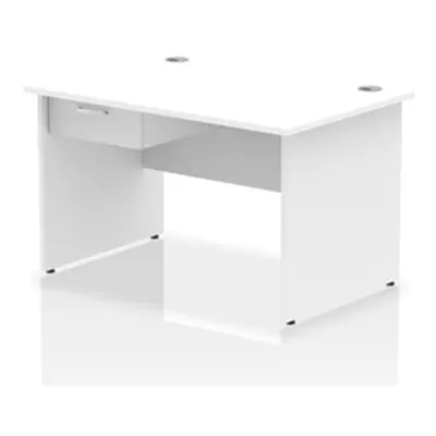 Impulse 1200x800 Desk White Top Panel End 1x1 Drawer Fixed Ped