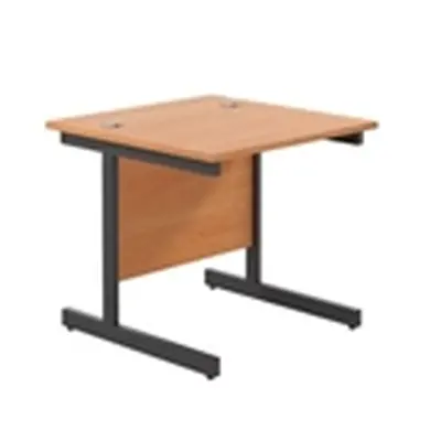 800x800 Single Upright Rectangular Desk Beech-Black