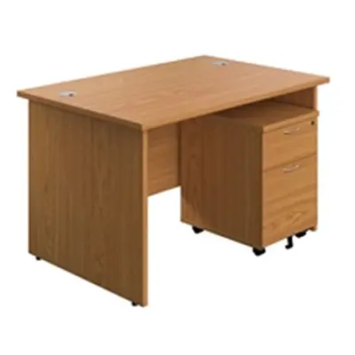 1200X800 Panel Rectangular Desk Nova Oak + 2 Drawer Ped