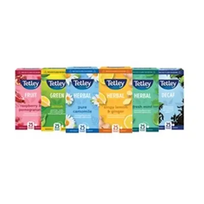 Tetley Fruit+Herbal Tea Bags Variety Pack 6x25 (Pack of 150) XFO3507