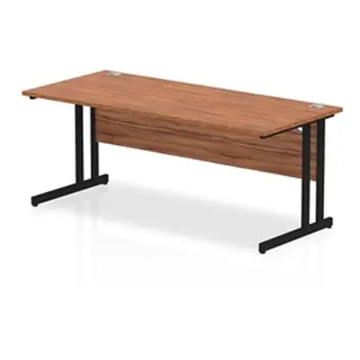 Impulse 1800 x 800mm Straight Desk Walnut Top Black Cantilever Leg