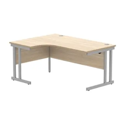 Office LH Corner Desk Steel Double Cantilever 1600X1200 Oak/Silver