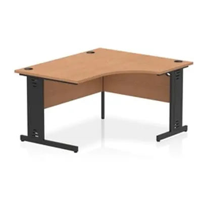 Impulse 1400 RH Crescent Desk Oak Top Black Cable Managed Leg