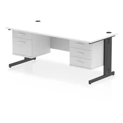 Impulse 1800x800 Desk Cable Managed White/Black 2&3 Drawer Fixed Peds