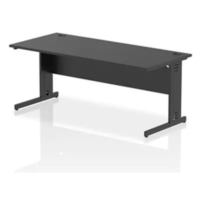 Impulse 1800x800mm Straight Desk Black Top Black Cable Managed Leg