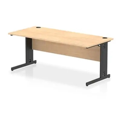 Impulse 1800x800mm Straight Desk Maple Top Black Cable Managed Leg