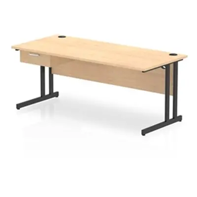 Impulse 1800x800 Desk Maple/Black Cantilever Leg 1x1 Drawer Fixed Ped