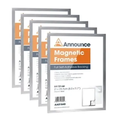 Announce Magnetic Frame A4 Silver (5 Pack)