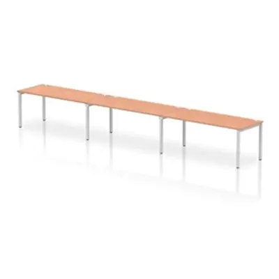 Impulse Bench Single Row 3 Person 1800 Silver Frame Bench Desk Beech