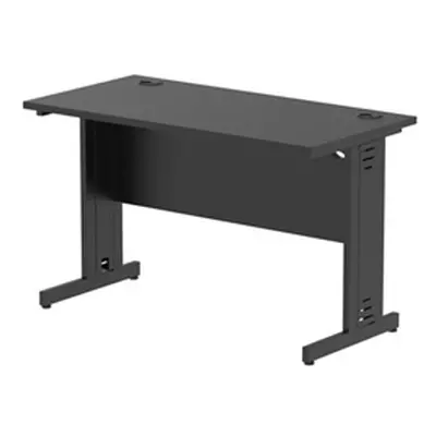 Impulse 1200x600mm Straight Desk Black Top Black Cable Managed Leg