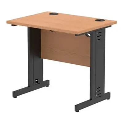 Impulse 800x600mm Straight Office Desk Oak Top Black Cable Managed Leg