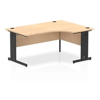 Impulse 1600 RH Crescent Desk Maple Top Black Cable Managed Leg