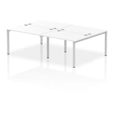 Impulse Bench B2B 4 Person 1200 Silver Frame Office Bench Desk White