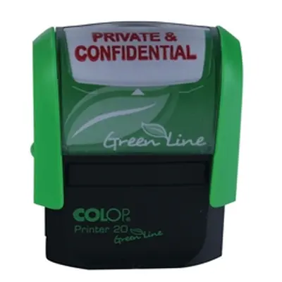 COLOP Green Line Word Stamp PRIVATE and CONFIDENTIAL Red P20GLPRI