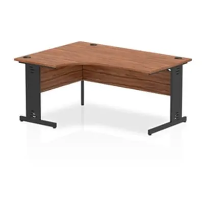 Impulse 1600 LH Crescent Desk Walnut Top Black Cable Managed Leg