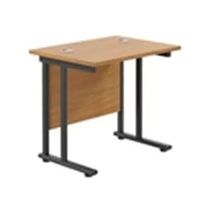 800x600 Twin Upright Rectangular Desk Nova Oak-Black