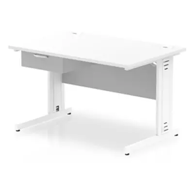 Impulse 1200x800 Desk White Top White Cable Managed Leg 1 Dr Fixed Ped