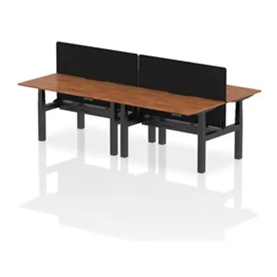 Air B2B 1400x800 Adjustable 4P Bench Desk Scallop Walnut/Black +Screen