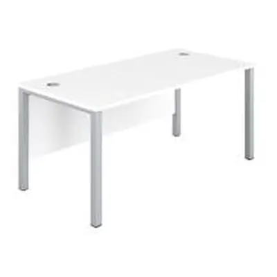 1400X800 Goal Post Rectangular Desk White-Silver