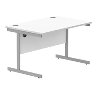 Office Rectangular Desk Steel Single Cantilever 1200X800 White/Silver