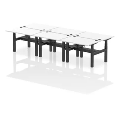 Air B2B 1200x800mm Height Adjustable 6P Bench Desk CP White/Black