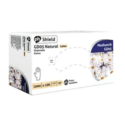 Shield Powder-Free Natural Latex Medium Gloves (100 Pack)