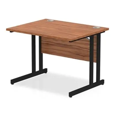 Impulse 1000 x 800mm Straight Desk Walnut Top Black Cantilever Leg